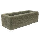 Stone trough, plant container "Nantes" 80 cm, surface picked, hand carved from lava stone (basanite), garden decoration, frost-proof