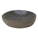 Small stone bowl, small bird bath, oval, Ø 30 cm, hand carved natural stone