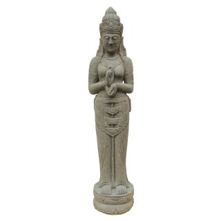 Standing Dewi figure "Chakra" 150 cm, stone sculpture hand carved from natural stone (basanite)