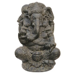 Ganesha Statue "India", sitzend, 60 - 135 cm, Steinfigur, Garten-Deko, schwarz antik, frostfest