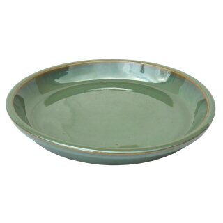 Trivet plate for planter Ø 24cm green color glazed frostproof