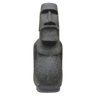 Moai-Kopf, Osterinsel-Statue mit Körper, 100 cm, Stein-Figur, Garten-Deko, schwarz antik, frostfest