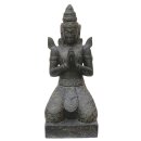 Kniende Tempelwächter Statue "Teppanom", 110 cm, Steinfigur, Garten-Deko, schwarz antik, frostfest