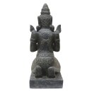 Kneeling temple guardian statue "Teppanom" 110 cm, garden deco, black antique, frost-proof