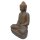 Sitting Buddha figure "Meditation", 100 cm, hand carved from natural stone (basanite), brown-black patinated, garden deco, frost-proof