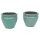 B-grade! Set of 2 planter flowerpot Paeonia  Ø 20 H 19cm in celadon color glazed frostproof