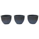 Set of 3 small planter flowerpot Linea Ø 14cm in anthracite color glazed frostproof