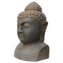 B-grade! Buddha-Head-Bust, 75 cm, hand carved from natural stone (basanite), brown-black patinated, garden deco, frost-proof
