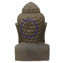 B-Ware! Buddha-Kopf-Büste, 75 cm, Steinmetzarbeit aus Naturstein (Basanit), braun-schwarz patiniert, Garten-Deko, frostfest