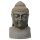 B-Ware! Buddha-Kopf-Büste, 75 cm, Steinmetzarbeit aus Naturstein (Basanit), braun-schwarz patiniert, Garten-Deko, frostfest