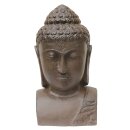Buddha-Kopf -Büste, 55 cm, Steinfigur aus glasfaserverstärktem Beton (GRC), braun antik, Garten-Deko, frostfest