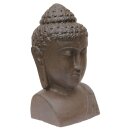 Buddha-Kopf -Büste, 55 cm, Steinfigur aus glasfaserverstärktem Beton (GRC), braun antik, Garten-Deko, frostfest