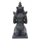 Kneeling temple guardian statue "Teppanom" 65 cm, stone figure, glassfibre reninforeced concrete (GRC), black-brown antique, garden deco, frost-proof