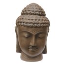 Buddha-Kopf, 80 cm, Steinfigur aus glasfaserverstärktem Beton (GRC), braun antik, Garten-Deko, frostfest