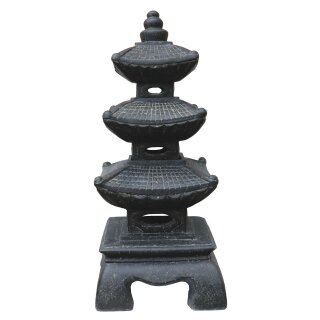 XL Japanische Steinlaterne Pagode "Goju", 120 cm, Steinguss, schwarz antik, Garten-Deko, frostfest
