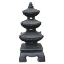 XL Japanische Steinlaterne Pagode "Goju", 120 cm, Steinguss, schwarz antik, Garten-Deko, frostfest