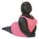 Mollige Dame im pinken Badeanzug, auf dem Bauch, 80 cm, Steinfigur, GRC Material, Pool und Garten-Deko, frostfest