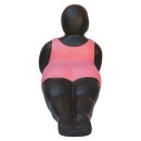 Mollige Dame im pinken Badeanzug, auf dem Bauch, 80 cm, Steinfigur, GRC Material, Pool und Garten-Deko, frostfest