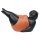 Mollige Dame im orangen Badeanzug, auf dem Hintern, 75 cm, Steinfigur, GRC Material, Pool und Garten-Deko, frostfest