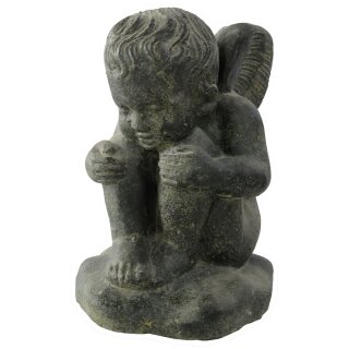 Engel-Figur, 36 cm, Steinfigur, Garten- Grab- Deko, schwarz antik, frostfest