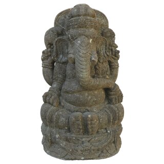B-grade! Ganesha statue, sitting, 100 cm, stone figure, hand carved from lava stone, garden-deco, frost-proof