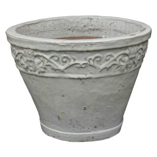B-Ware! Pflanztopf Blumentopf Pflanzkübel Lunel Ø 41 H 31 cm grauweiß glasiert frostfest