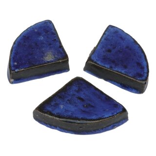 B-Ware! 3 glasierte Kübelfüße, Untersetzer für Pflanzgefäße, L 7 cm, royalblau, frostfest