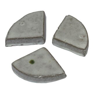 B-Ware! 3 glasierte Kübelfüße, Untersetzer für Pflanzgefäße, L 7 cm, grauweiß, frostfest