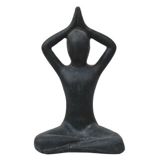 B-Ware! Yoga Lady, Shukasana, 40 cm, Steinfigur, Garten-Deko, schwarz antik, frostfest