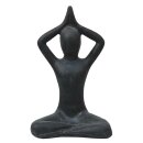 B-Ware! Yoga Lady, Shukasana, 40 cm, Steinfigur, Garten-Deko, schwarz antik, frostfest