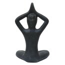 B-Ware! Yoga Lady, Shukasana, 40 cm, Steinfigur, Garten-Deko, schwarz antik, frostfest