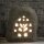 Set of 2 stone lanterns, garden lamps with ornament, 35 cm, hand carved from riverstone, unique, garden deco, frost-proof
