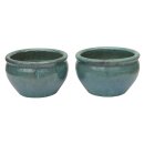 B-grade! Set of 2 planter flowerpot planting bowl Azalea Ø 25 H 16cm in jade color glazed frostproof