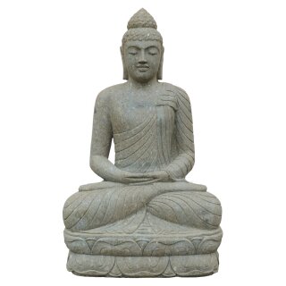 Sitting Buddha figure "Meditation", 35 - 150 cm, hand carved from natural stone (basanite), garden deco, frost-proof