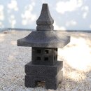 Japanese stone lantern "Nara", H 42 cm, hand carved from grey lava stone (andesite)