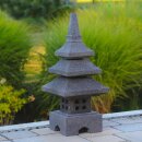 Japanese stone lantern, pagoda, 3-level, H 50 cm, hand carved from grey lava stone (andesite), garden deco, frost-proof