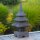 Japanische Steinlaterne, Pagode, dreistöckig, H 50 cm, Steinmetzarbeit aus grauem Lavastein (Andesit), Garten-Deko, frostfest