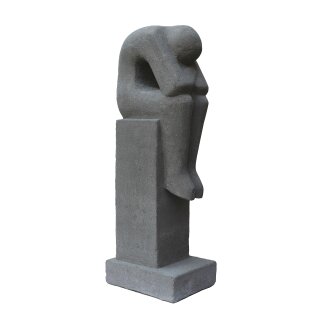 Abstract stone sculpture "bowed man", H 100, natural concrete finishing or white