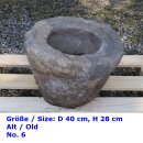 Old / antique stone trough / stone mortar "Lumpang" from Java, Ø about 40 cm, exclusive garden decoration, frost-proof