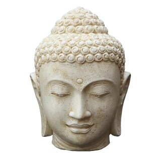 Exklusiver Buddha-Kopf Steinfigur Garten-Deko frostfest