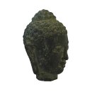 Buddha-Kopf, 10 cm, Steinfigur, Steinguss, schwarz antik, Garten-Deko, frostfest