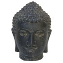 Buddha-head, 32 cm, stone statue, cast stone, black...