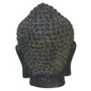 Buddha-Kopf, 32 cm, Steinfigur, Steinguss, schwarz antik, Garten-Deko, frostfest