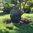 Buddha-head, 50 cm, stone statue, cast stone, black antique, garden decoration, frost-proof