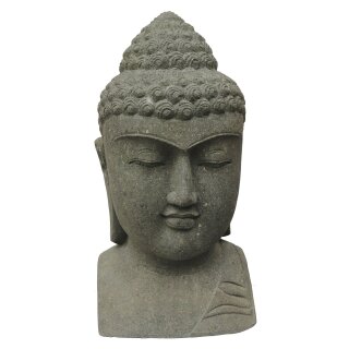 Buddha-head -bust, 75 cm, stone figure, hand carved, garden deco, forst-proof
