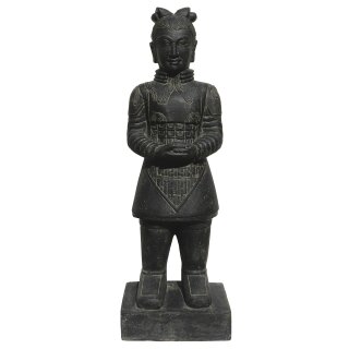 Standing Chinese warrior, terracotta army, 120 cm, stone figure, garden deco statue, black antique, frost-proof