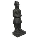 Standing Chinese warrior, terracotta army, 120 cm, stone figure, garden deco statue, black antique, frost-proof