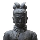 Standing Chinese warrior, terracotta army, 175 cm, stone figure, garden deco statue, black antique, frost-proof