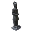 Standing Chinese warrior, terracotta army, 175 cm, stone figure, garden deco statue, black antique, frost-proof
