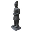 Standing Chinese warrior, terracotta army, 175 cm, stone figure, garden deco statue, black antique, frost-proof